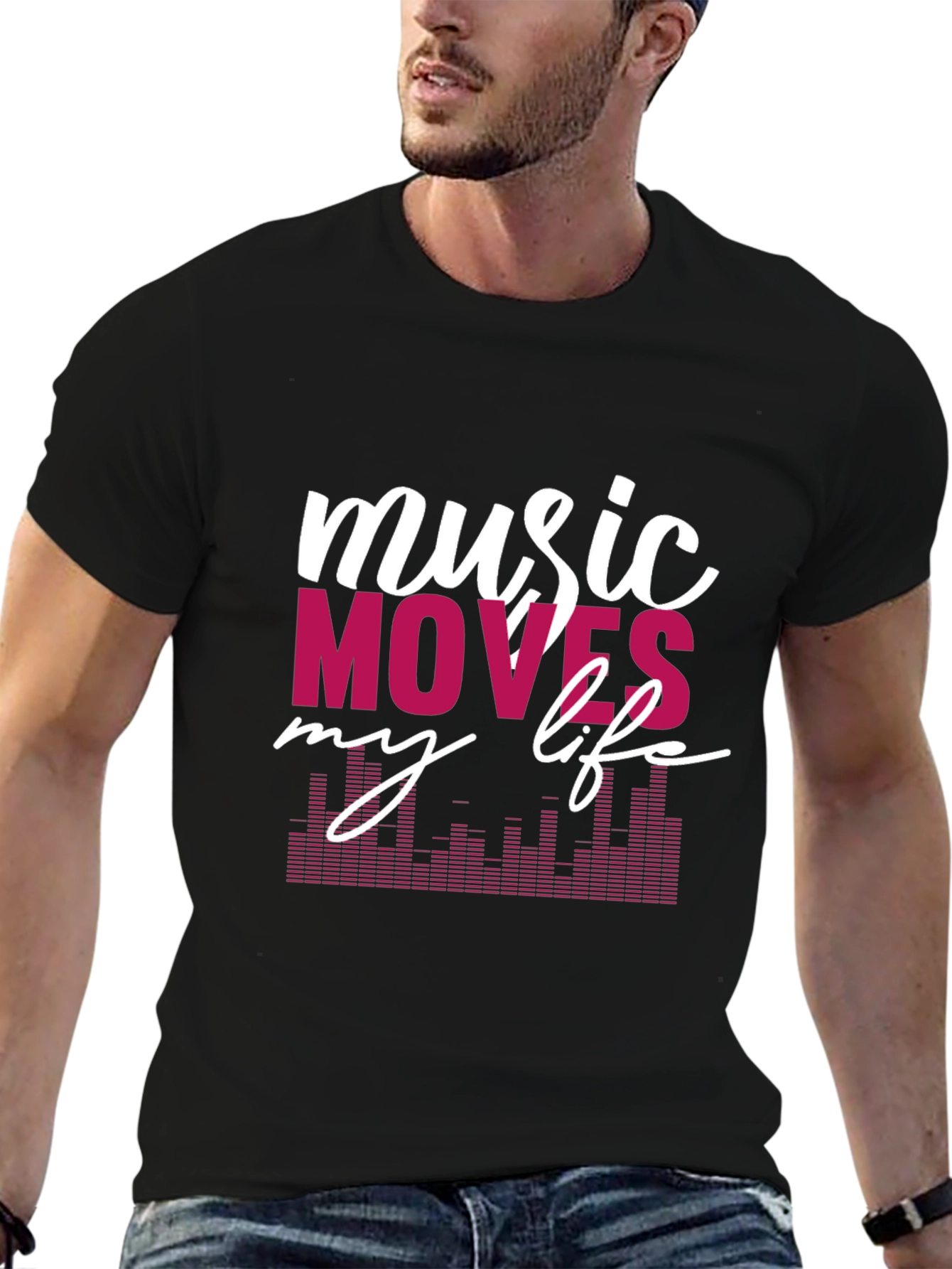 Music Moves My Life Graphic Tee - Black