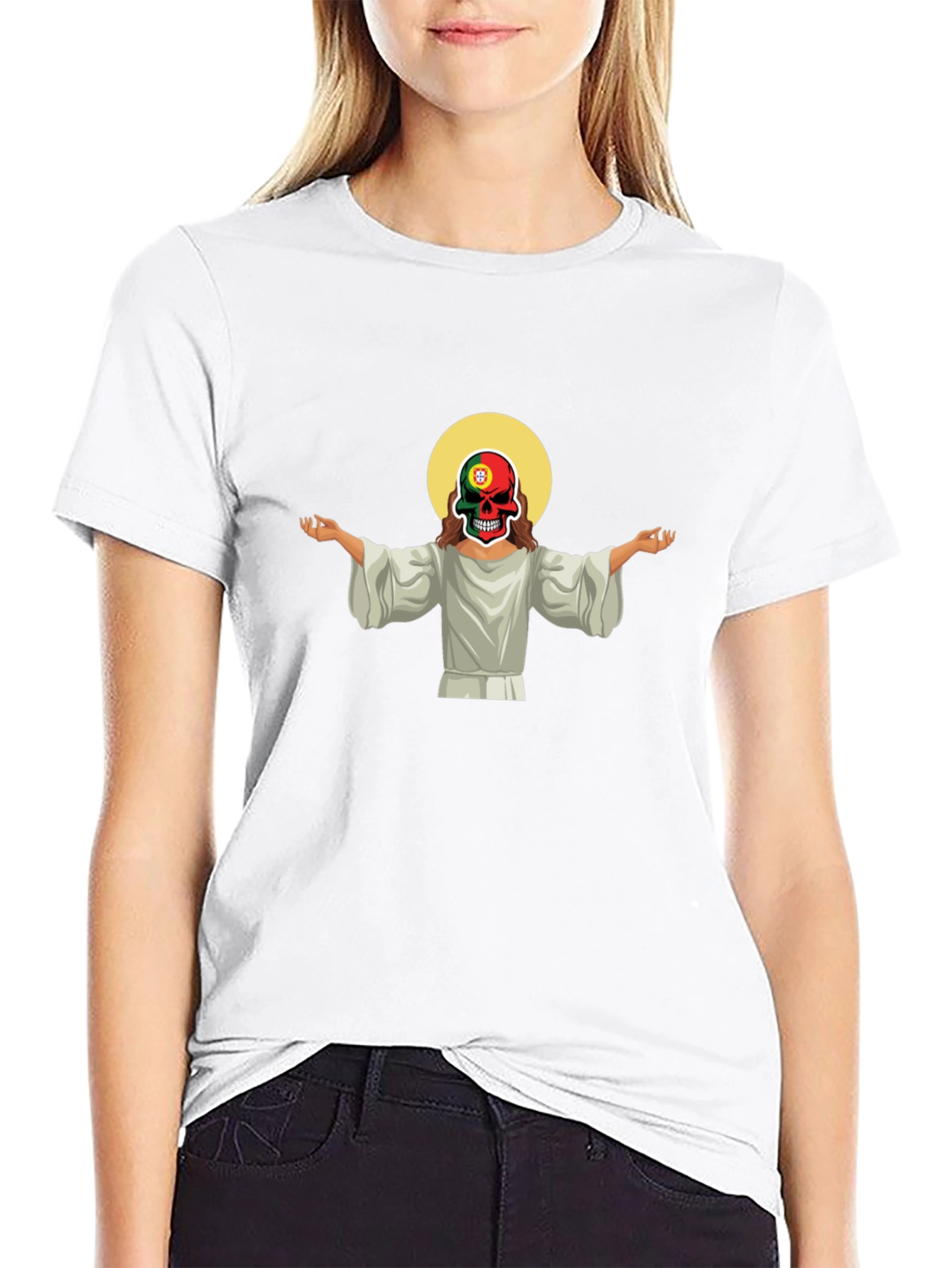 Jesus Skull Portugal Flag T-Shirt