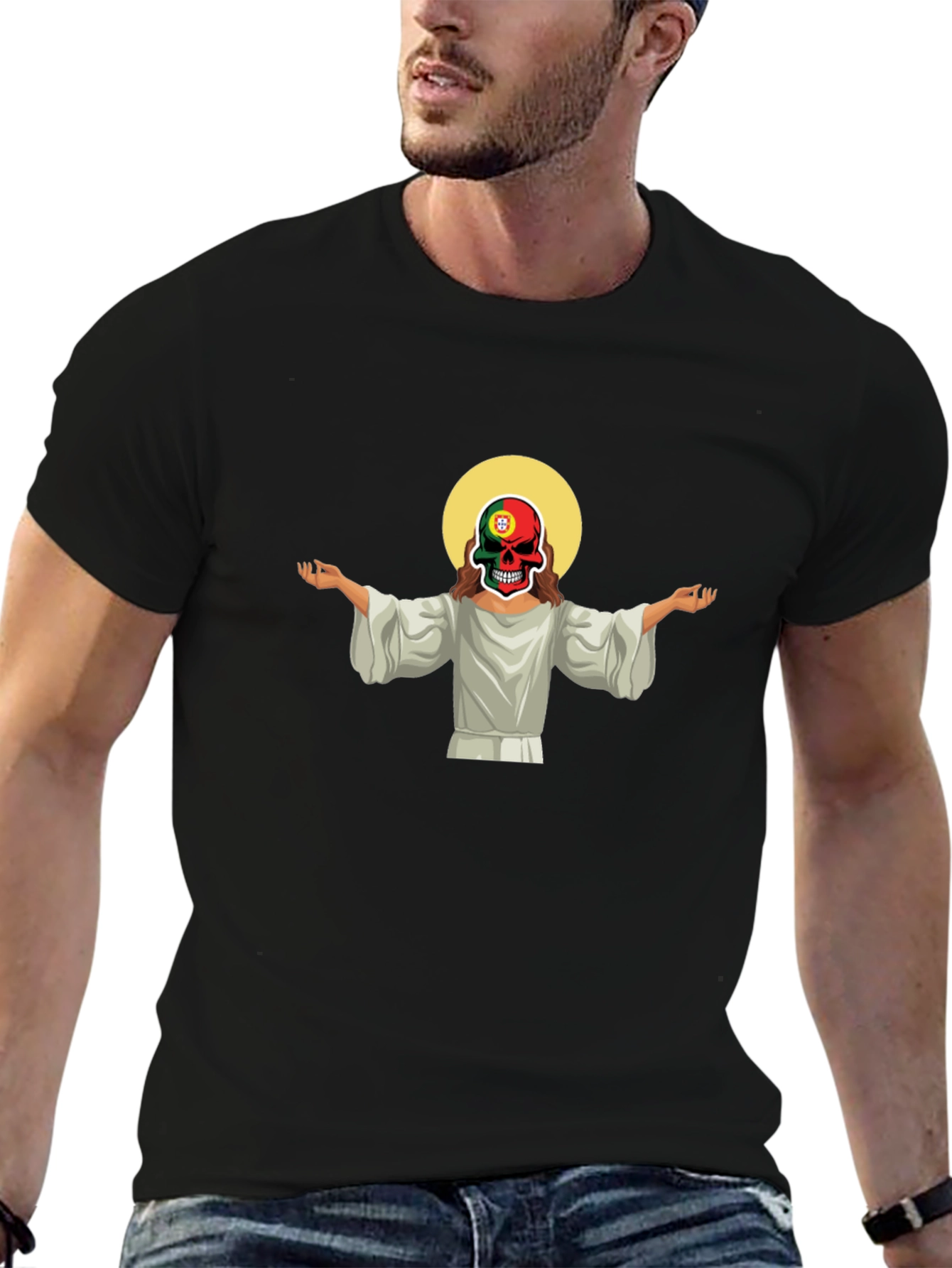 Jesus Skull Portugal Flag T-Shirt