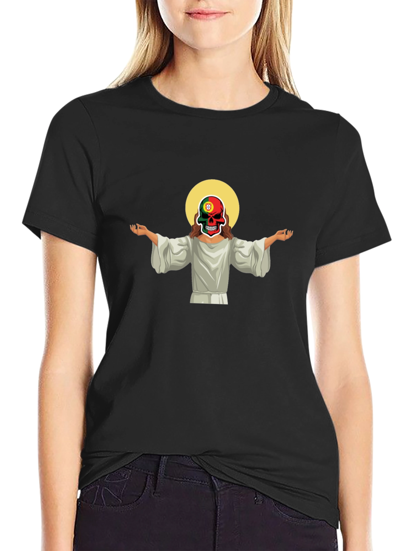 Jesus Skull Portugal Flag T-Shirt