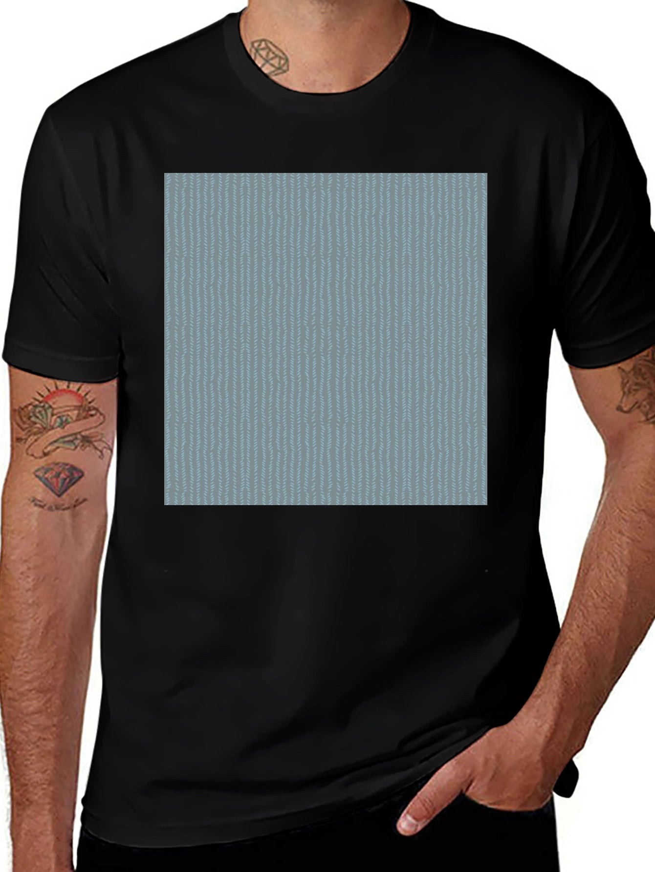 Cool Blue Pattern Black Tee