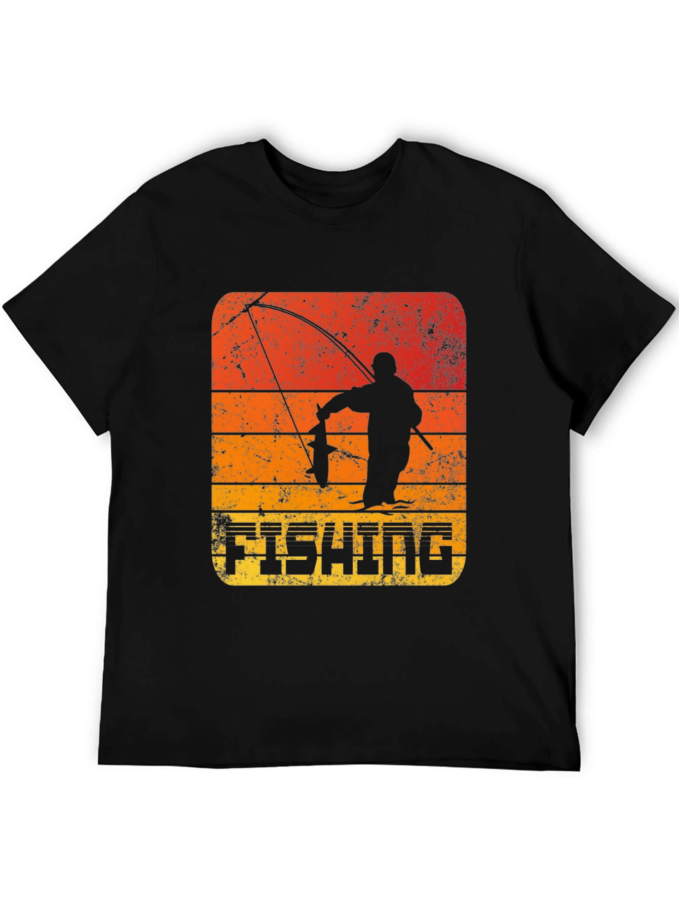 Retro Fishing T-Shirt - Angler Silhouette Design