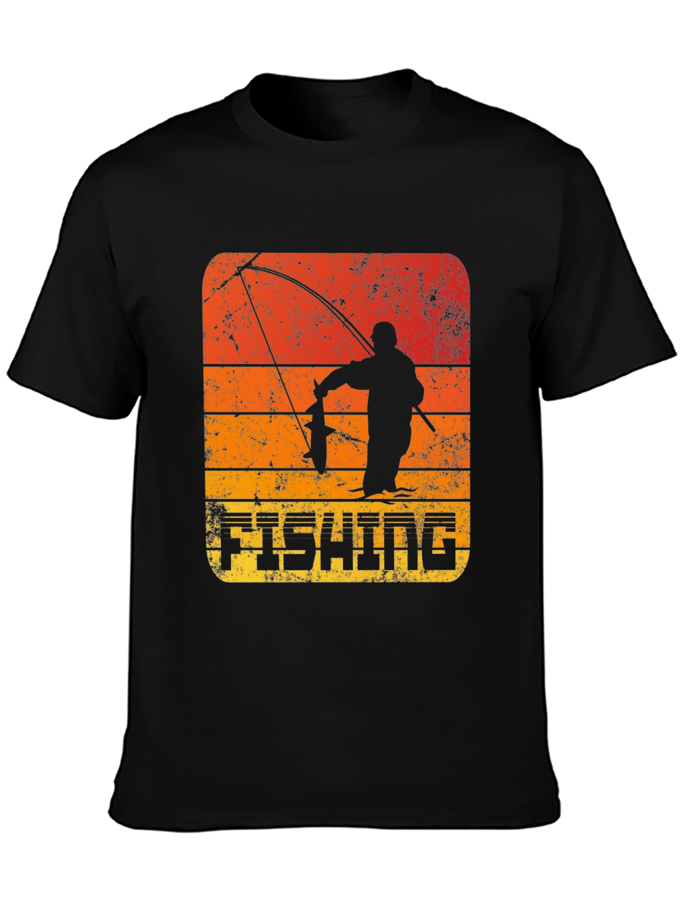 Retro Fishing T-Shirt - Angler Silhouette Design