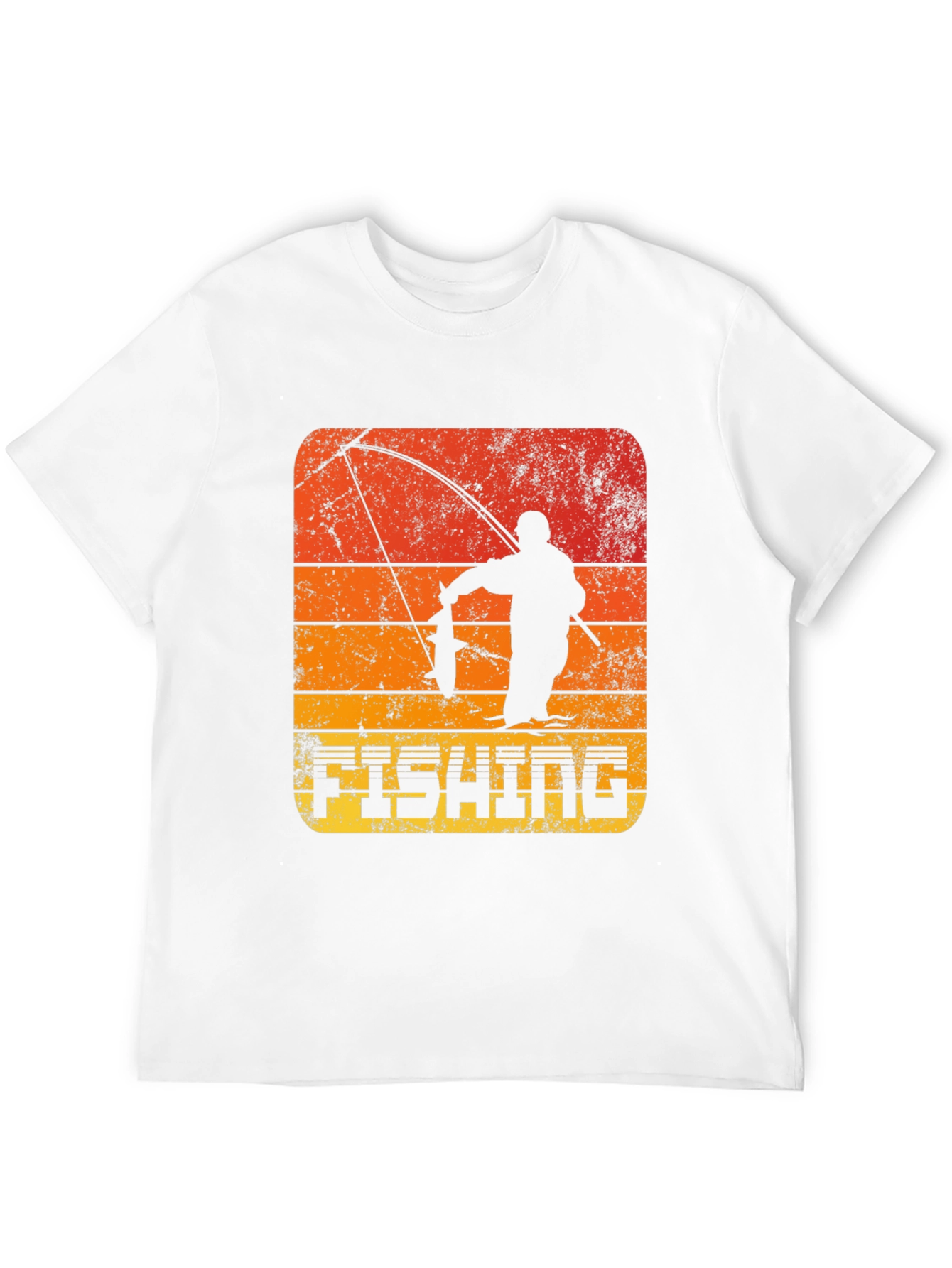 Retro Fishing T-Shirt - Angler Silhouette Design