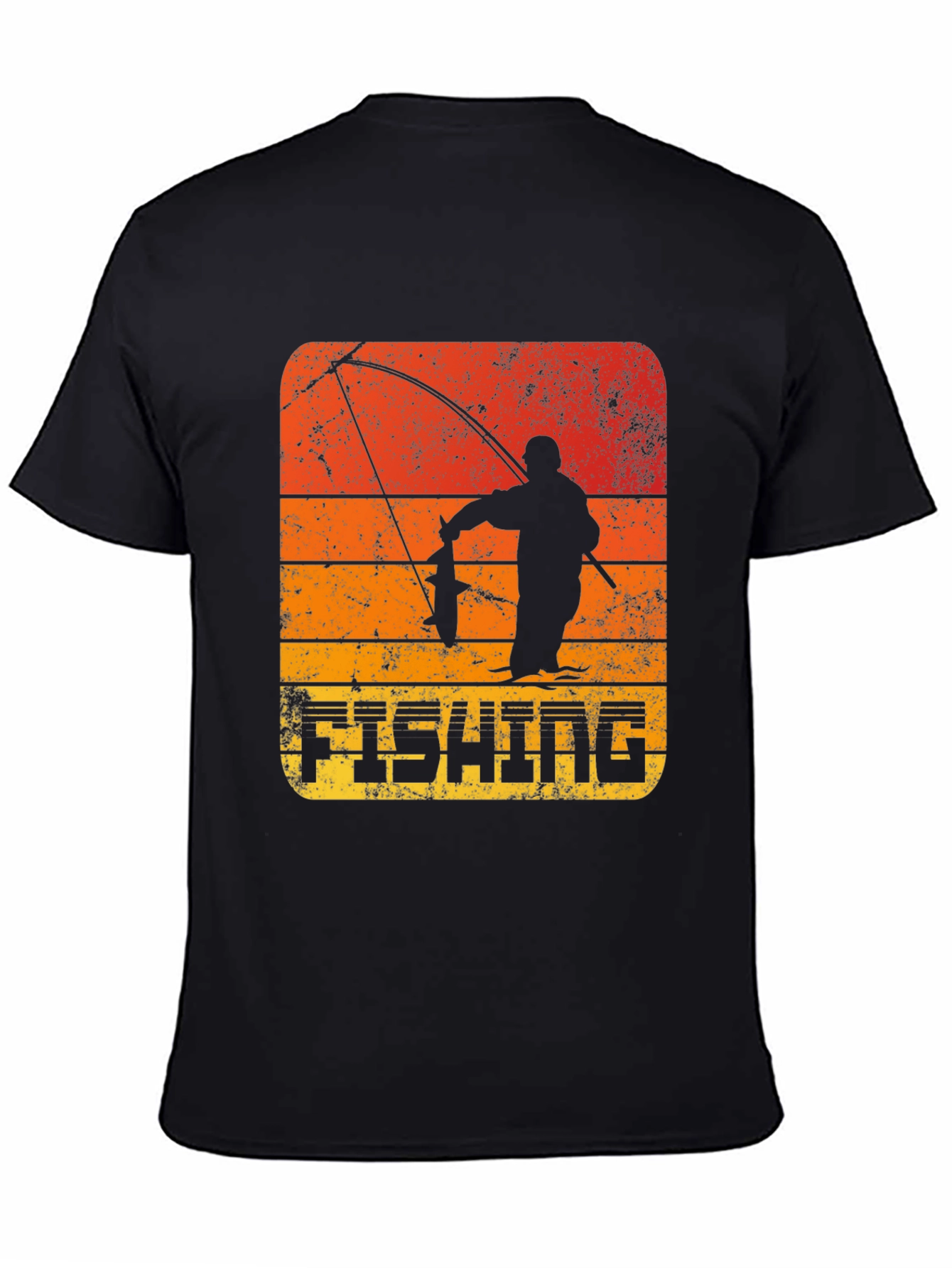 Retro Fishing T-Shirt - Angler Silhouette Design