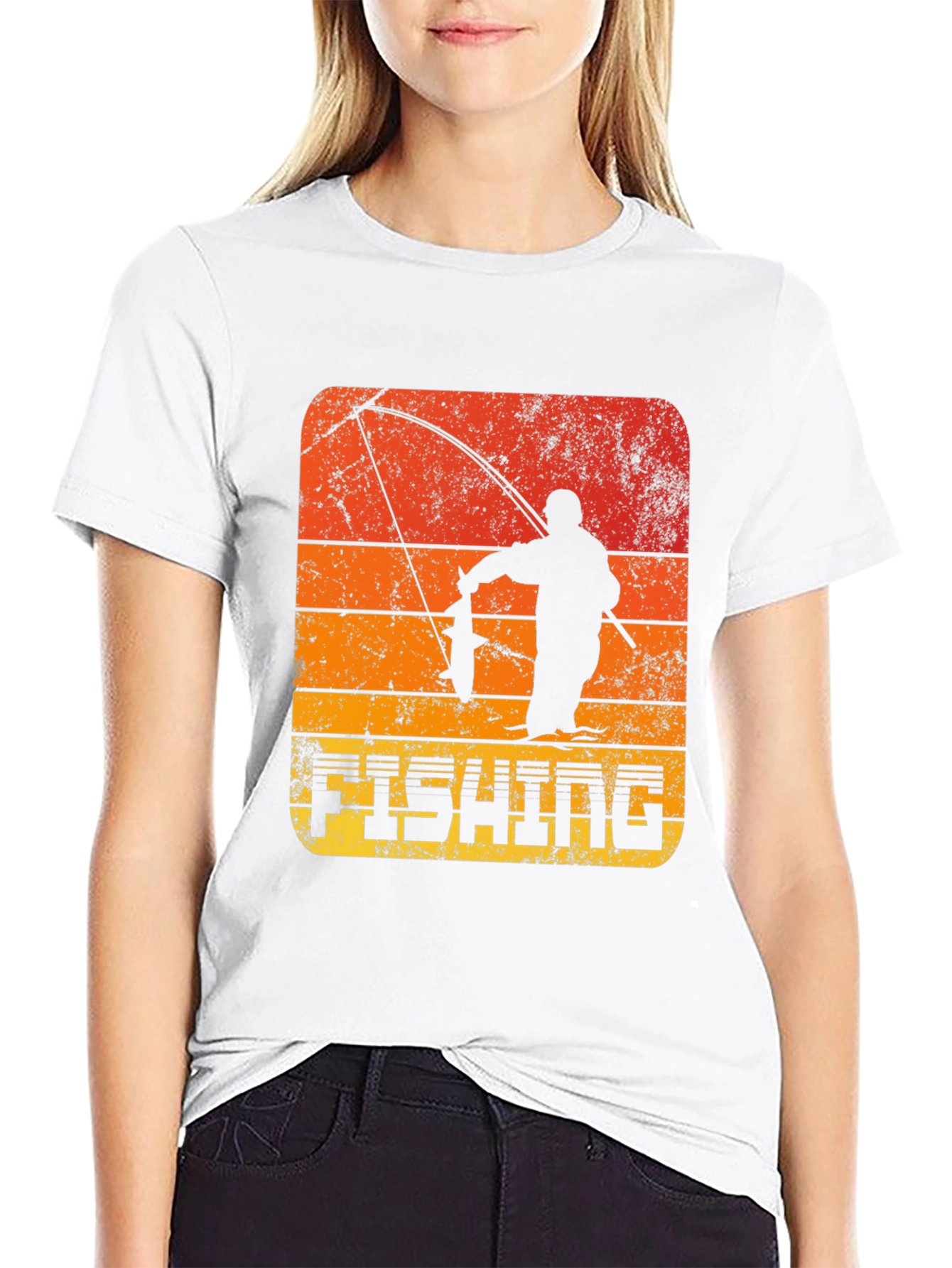 Retro Fishing T-Shirt - Angler Silhouette Design