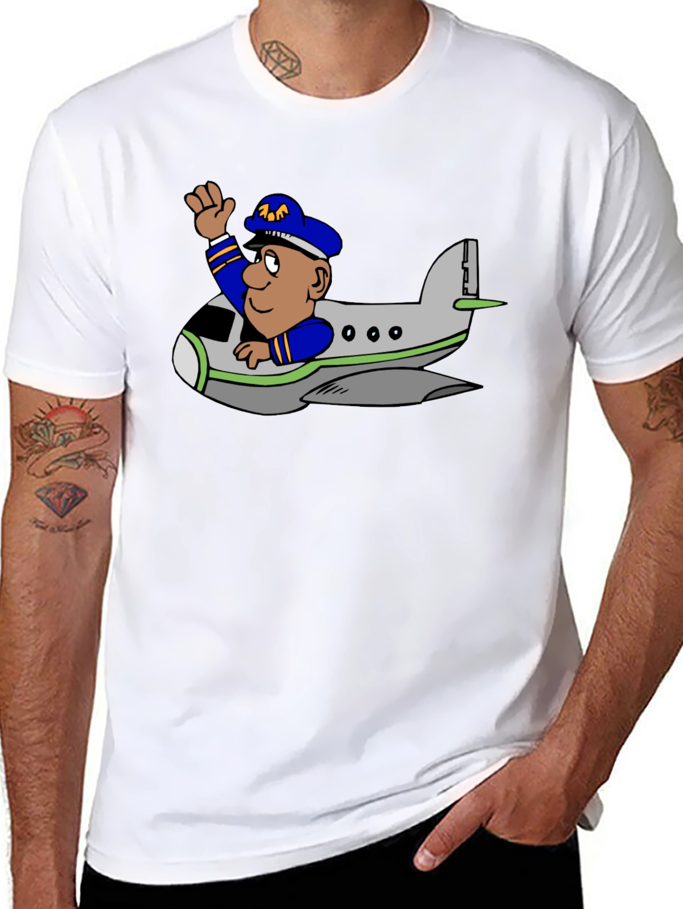 Pilot in Plane Graphic T-Shirt