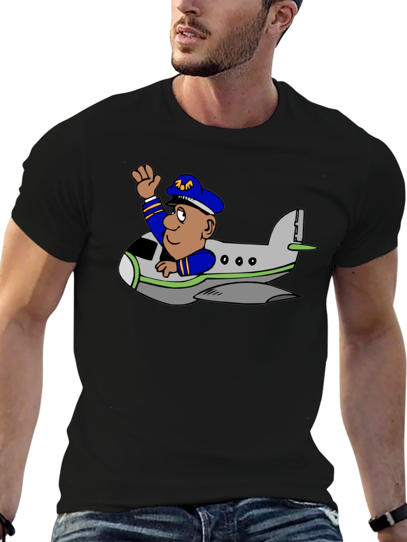 Pilot in Plane Graphic T-Shirt