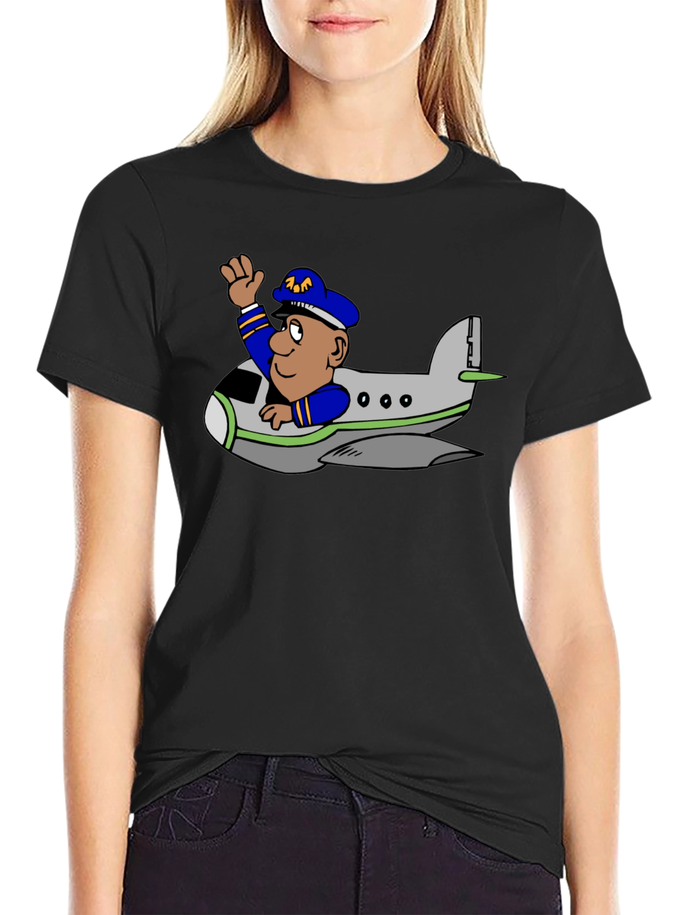 Pilot in Plane Graphic T-Shirt