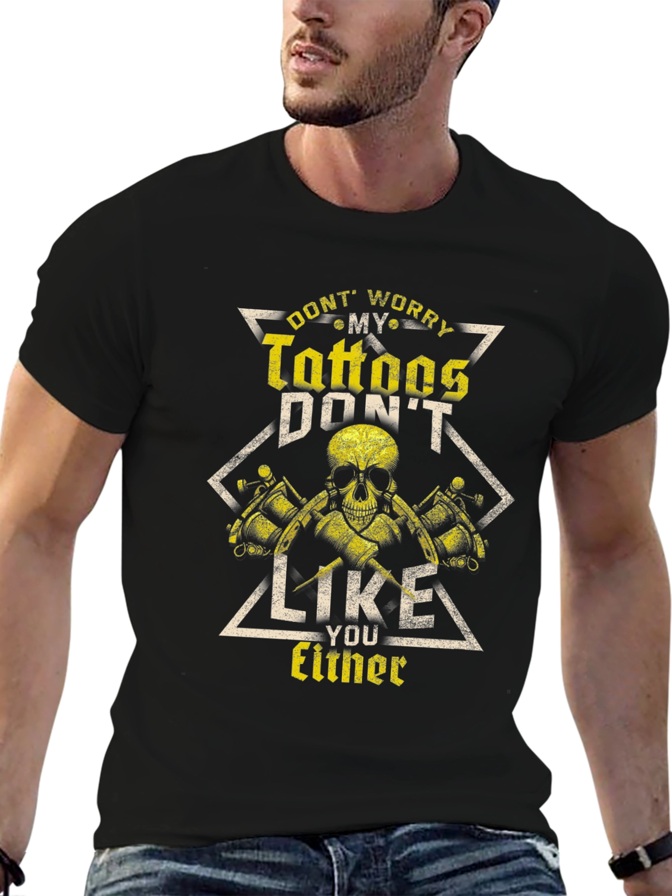 Tattoo Lover T-Shirt - Skull & Tattoo Gun Design