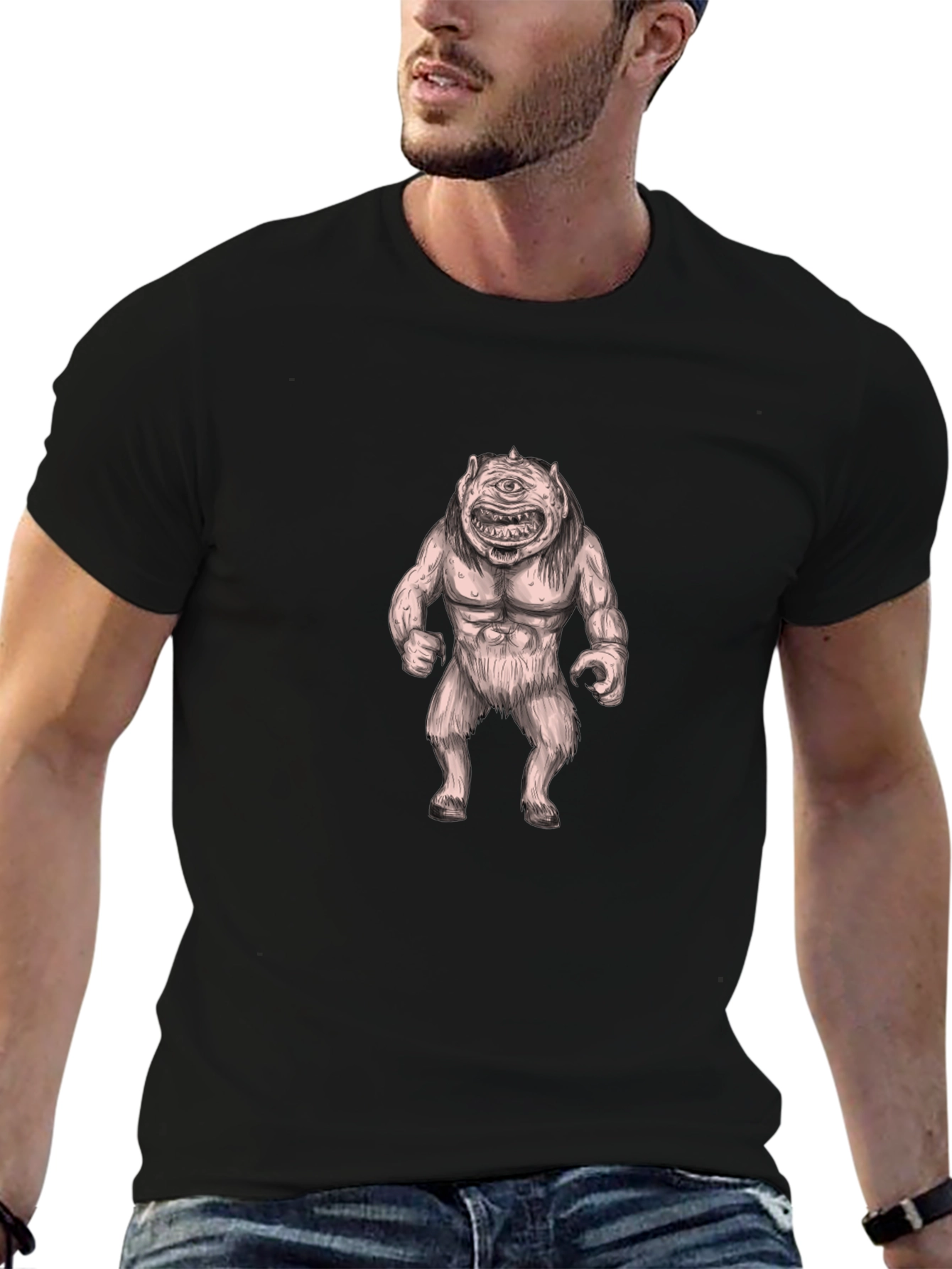 Cyclops Monster Graphic Tee - Bold Black Cotton