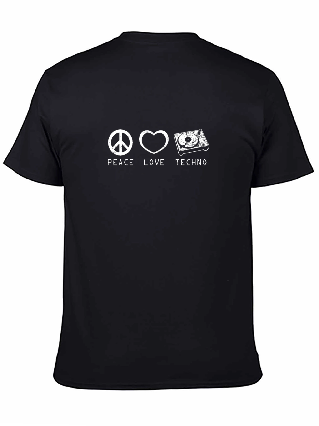 Peace Love Techno Graphic T-Shirt - Black