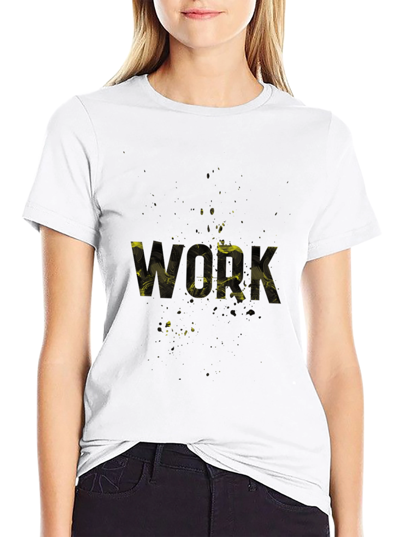 Black WORK Graphic Tee - Casual Comfort