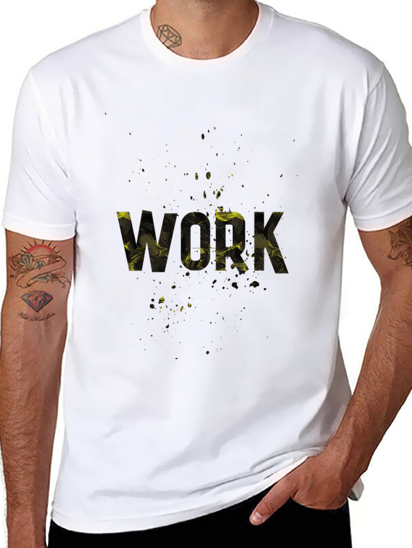 Black WORK Graphic Tee - Casual Comfort