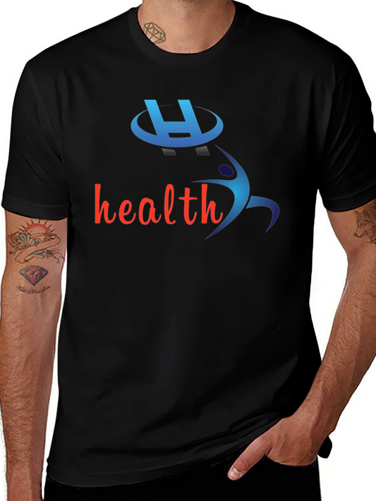 Health-Themed Black T-Shirt