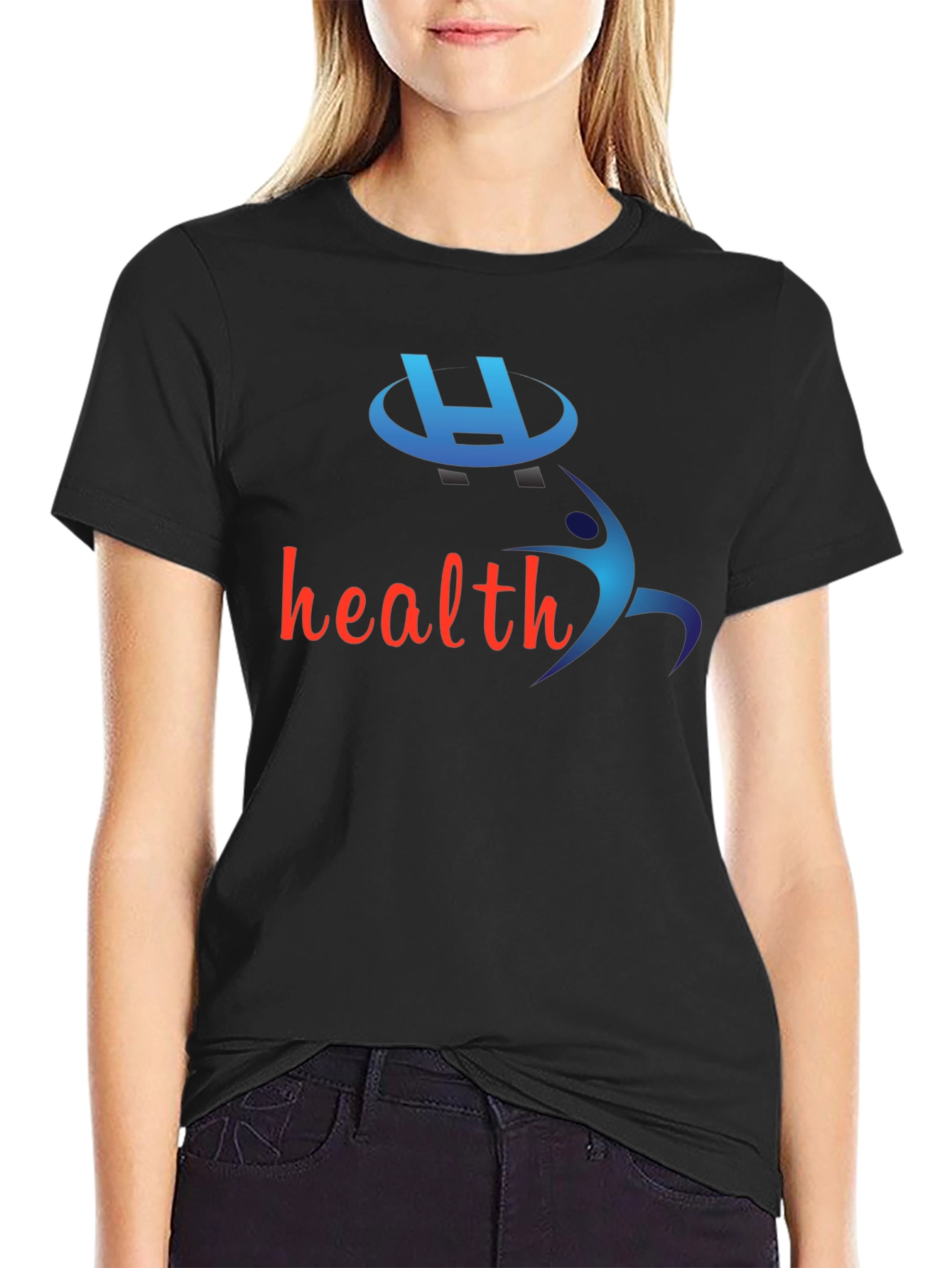 Health-Themed Black T-Shirt