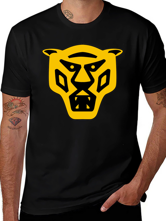 Bold Graphic T-Shirt: Yellow Panther Design