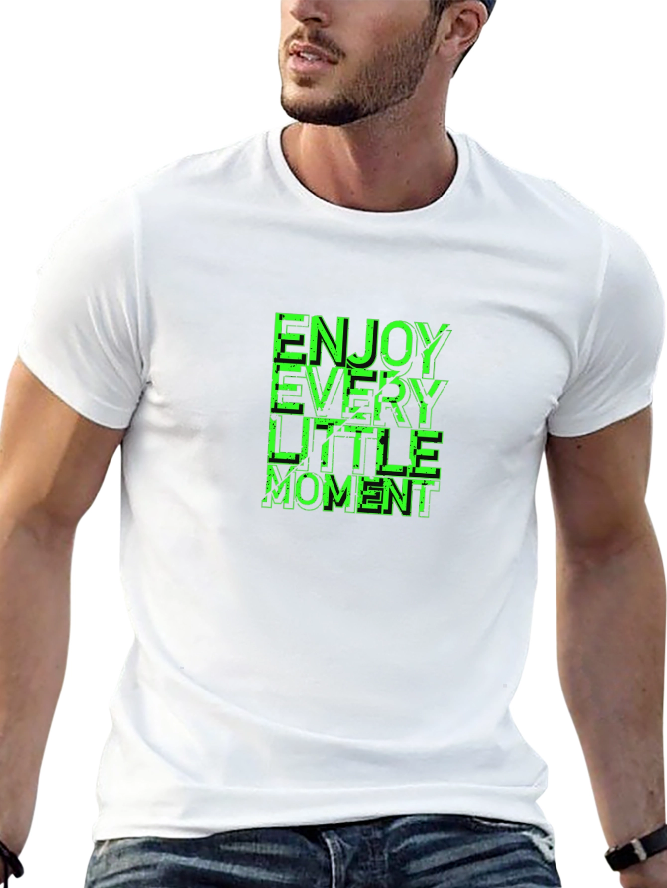 Enjoy Every Little Moment Black Graphic T-Shirt