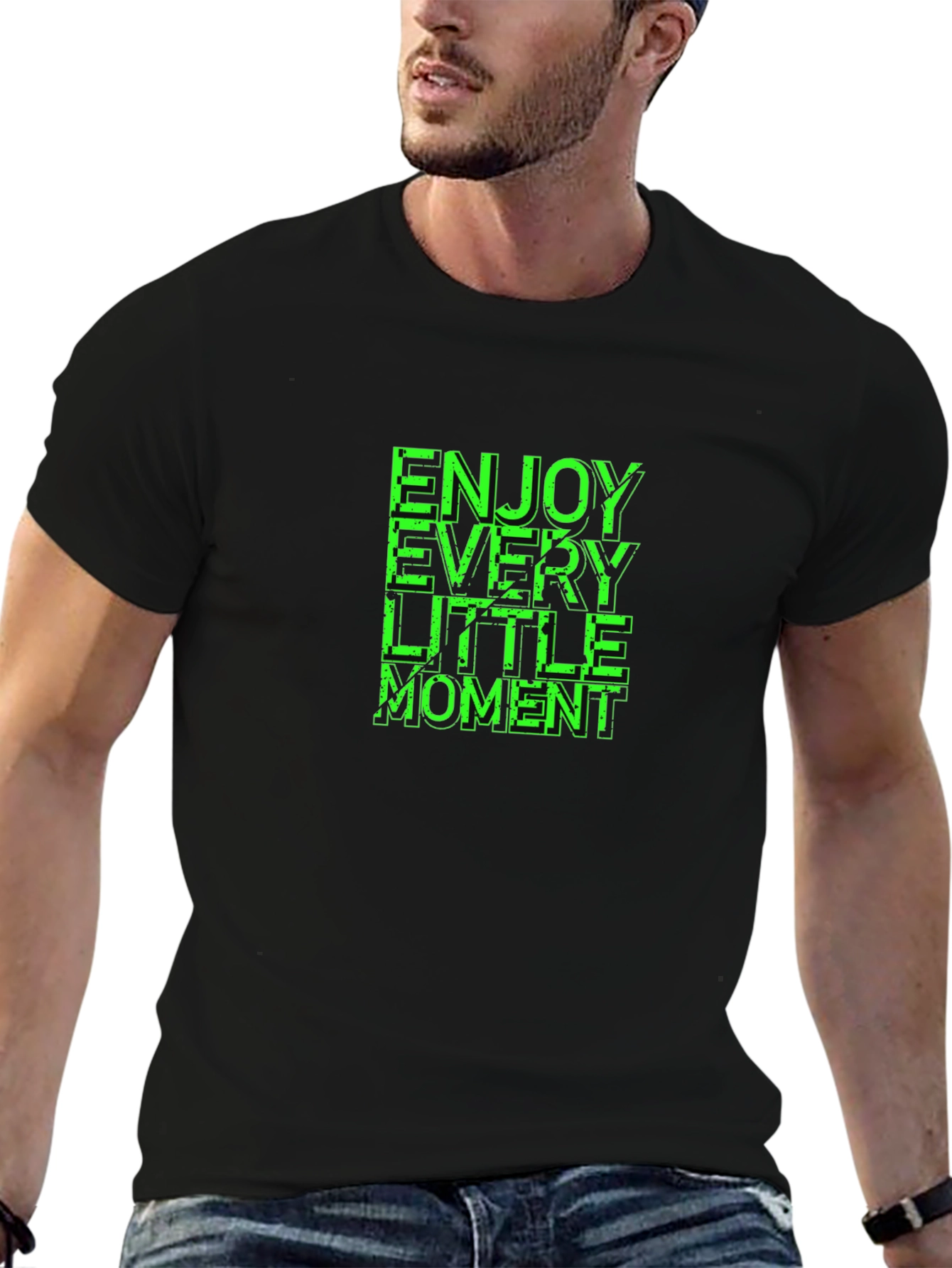 Enjoy Every Little Moment Black Graphic T-Shirt