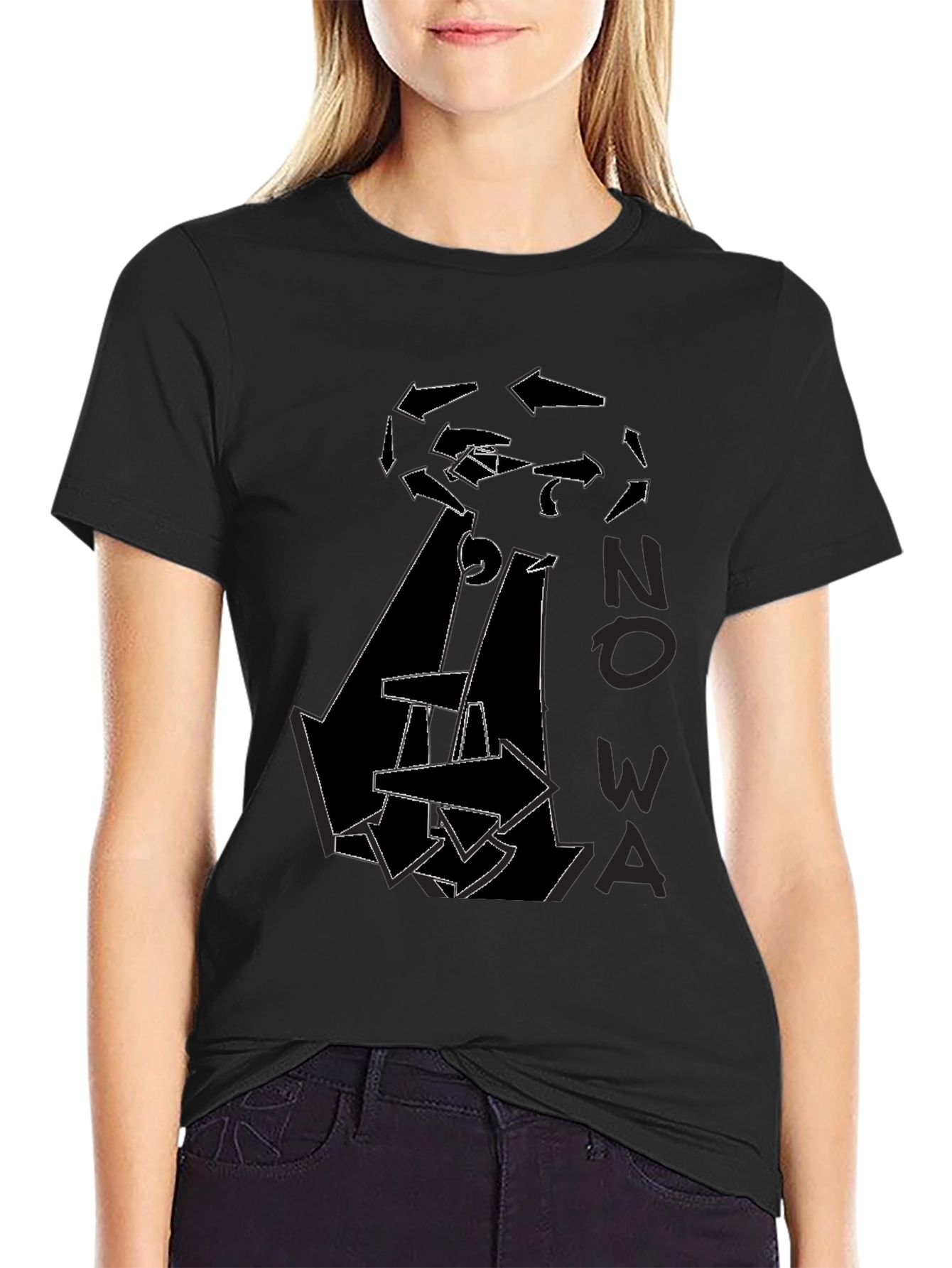 Abstract Arrow Graphic Print Black T-Shirt