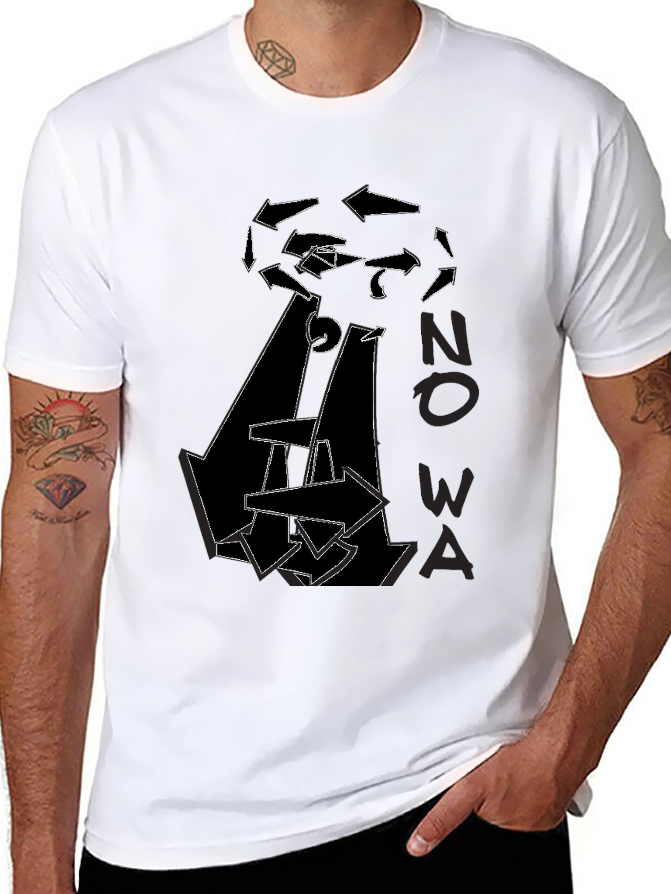 Abstract Arrow Graphic Print Black T-Shirt
