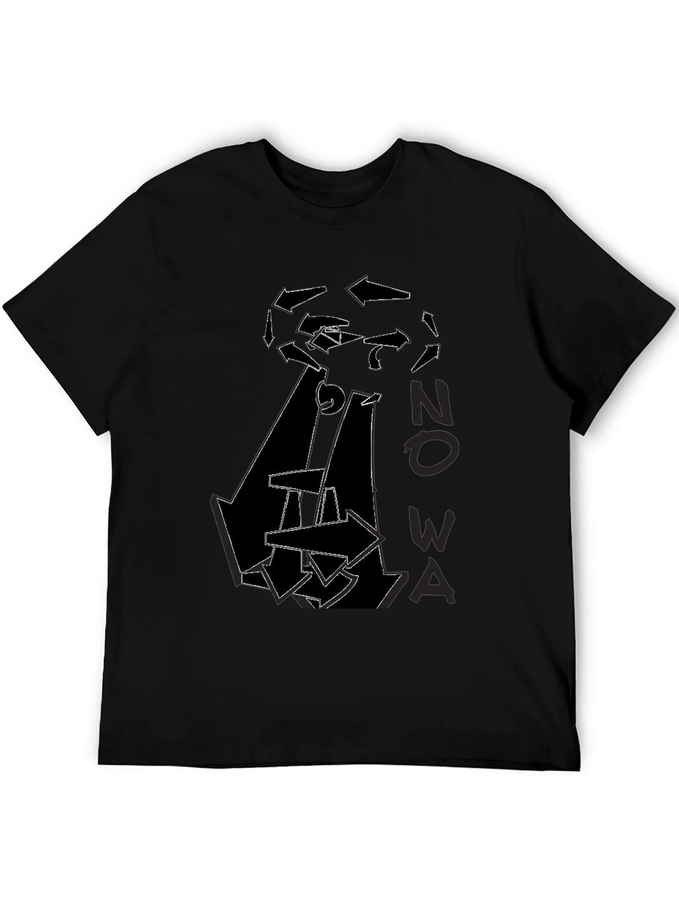 Abstract Arrow Graphic Print Black T-Shirt