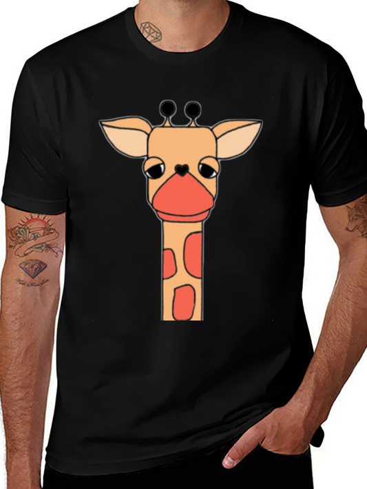 Giraffe Graphic Tee - Soft Black Cotton T-Shirt