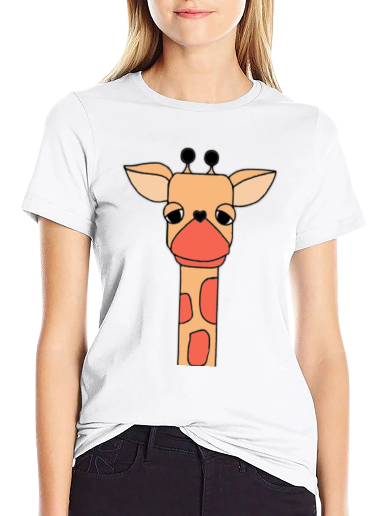 Giraffe Graphic Tee - Soft Black Cotton T-Shirt