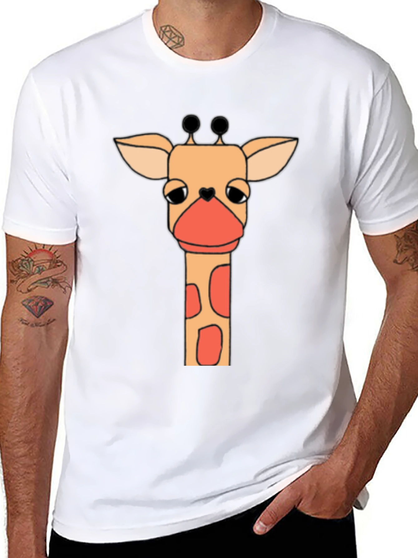 Giraffe Graphic Tee - Soft Black Cotton T-Shirt