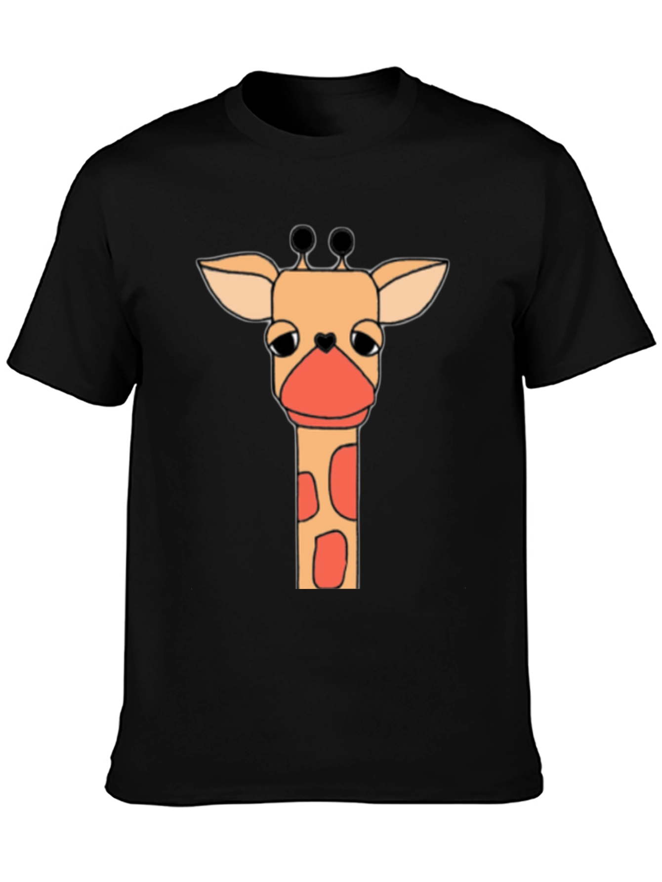 Giraffe Graphic Tee - Soft Black Cotton T-Shirt