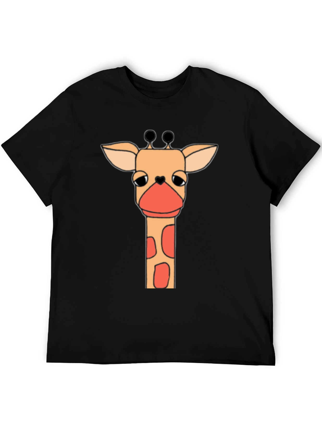 Giraffe Graphic Tee - Soft Black Cotton T-Shirt