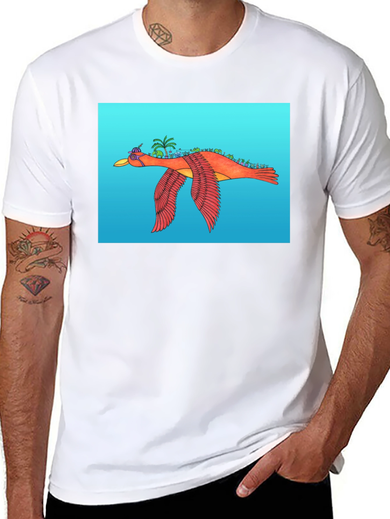 Flying Island Bird Graphic Tee