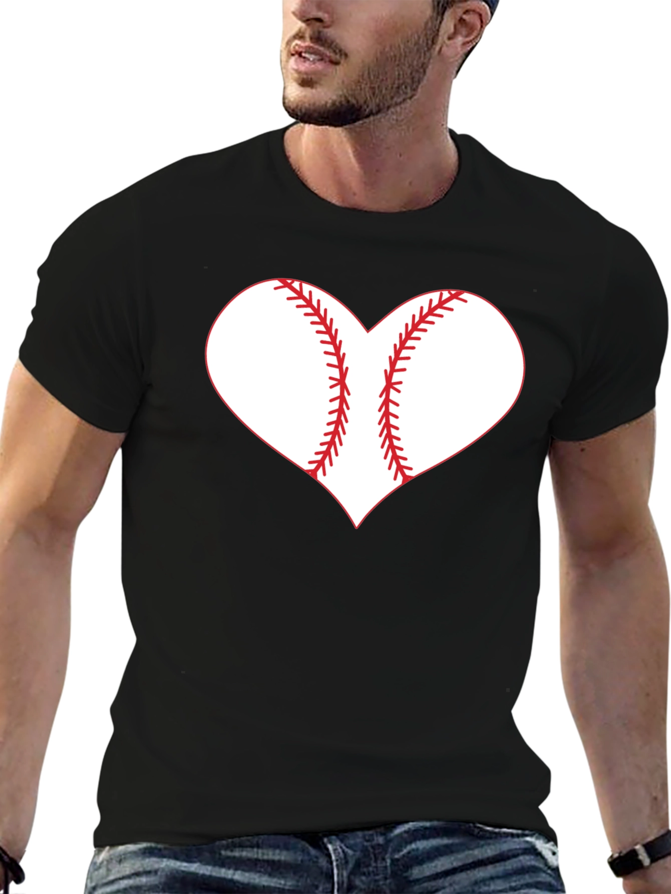 Baseball Heart Graphic Tee - Black T-Shirt