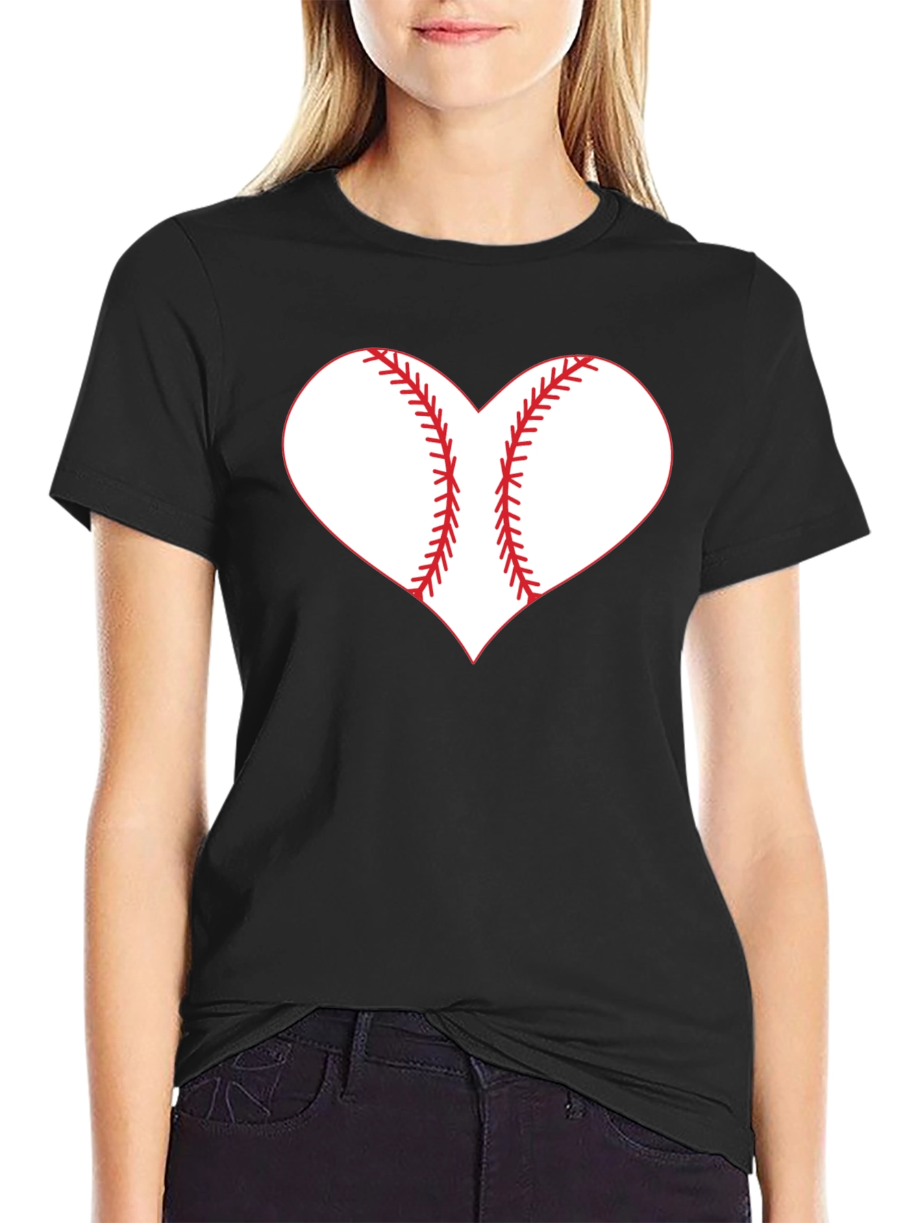 Baseball Heart Graphic Tee - Black T-Shirt