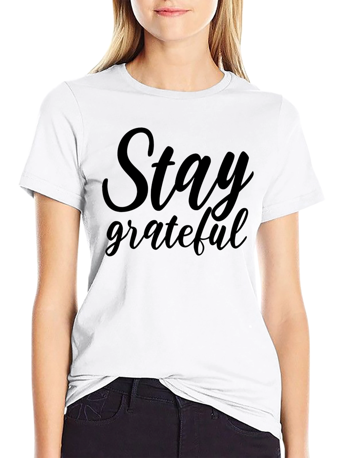 Stay Grateful Graphic Tee - Black Casual Shirt