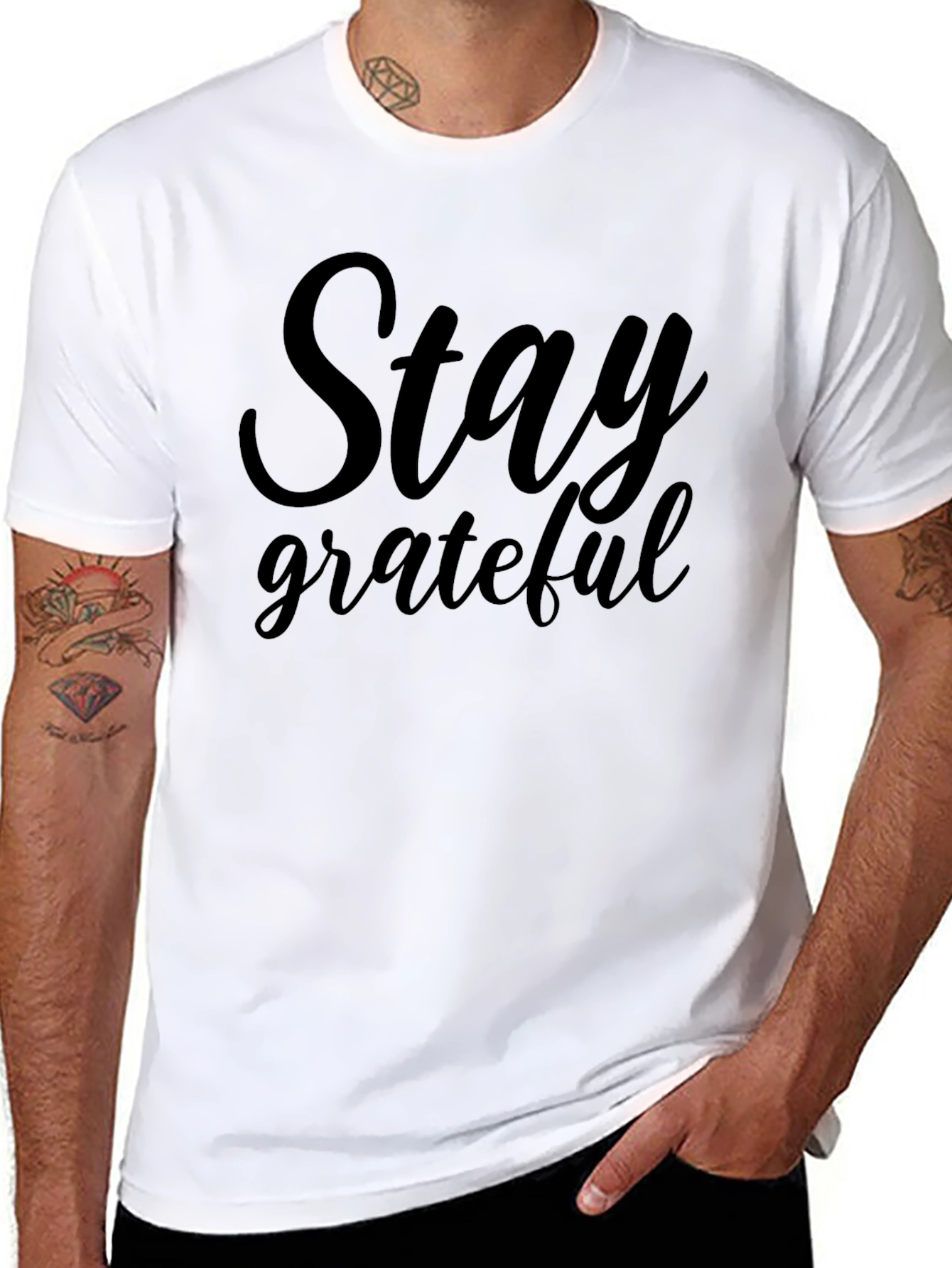 Stay Grateful Graphic Tee - Black Casual Shirt