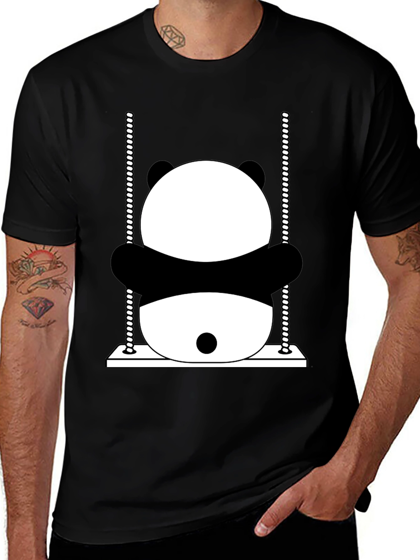 Panda Swing Graphic T-Shirt - Fun & Unique Design