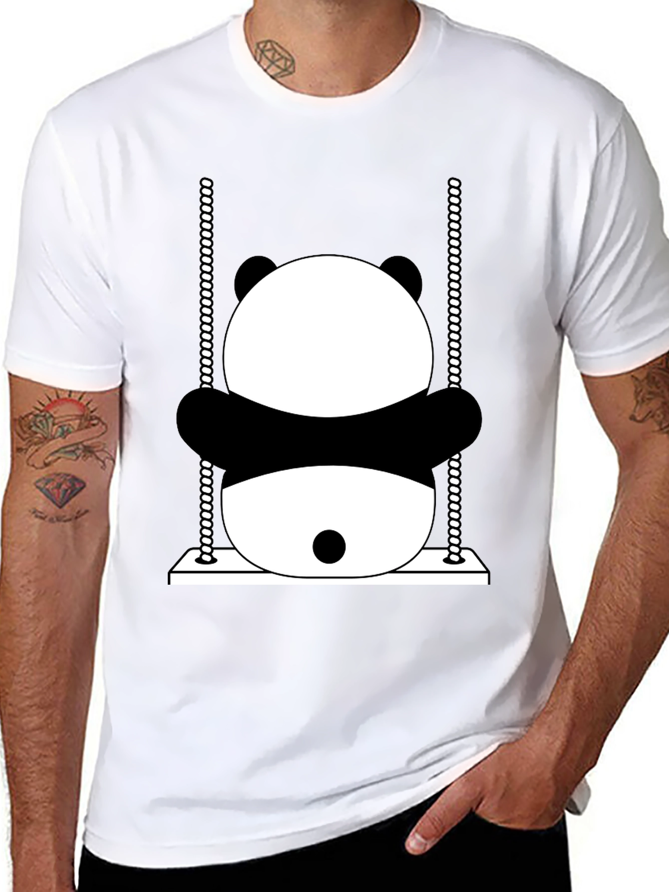 Panda Swing Graphic T-Shirt - Fun & Unique Design