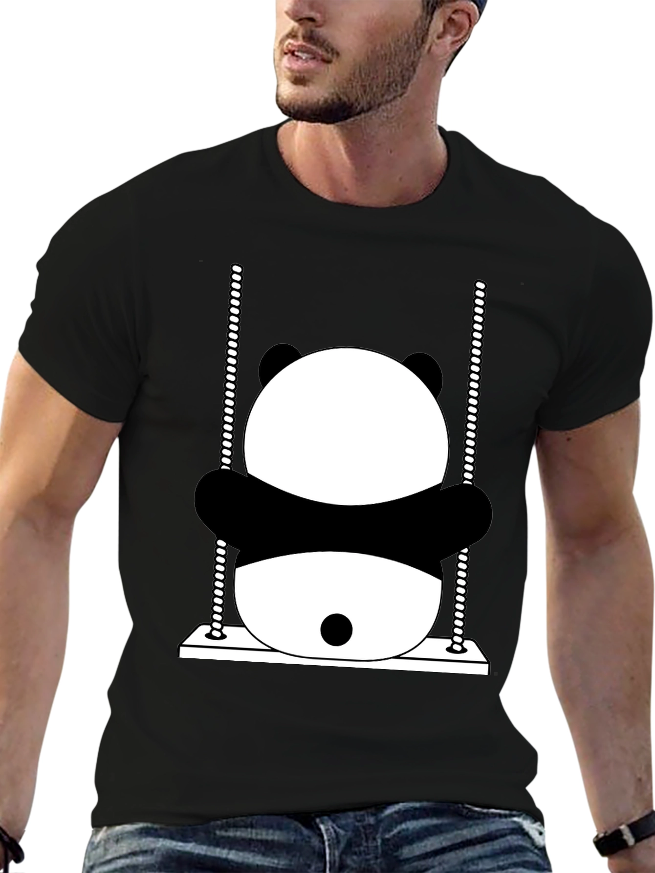 Panda Swing Graphic T-Shirt - Fun & Unique Design