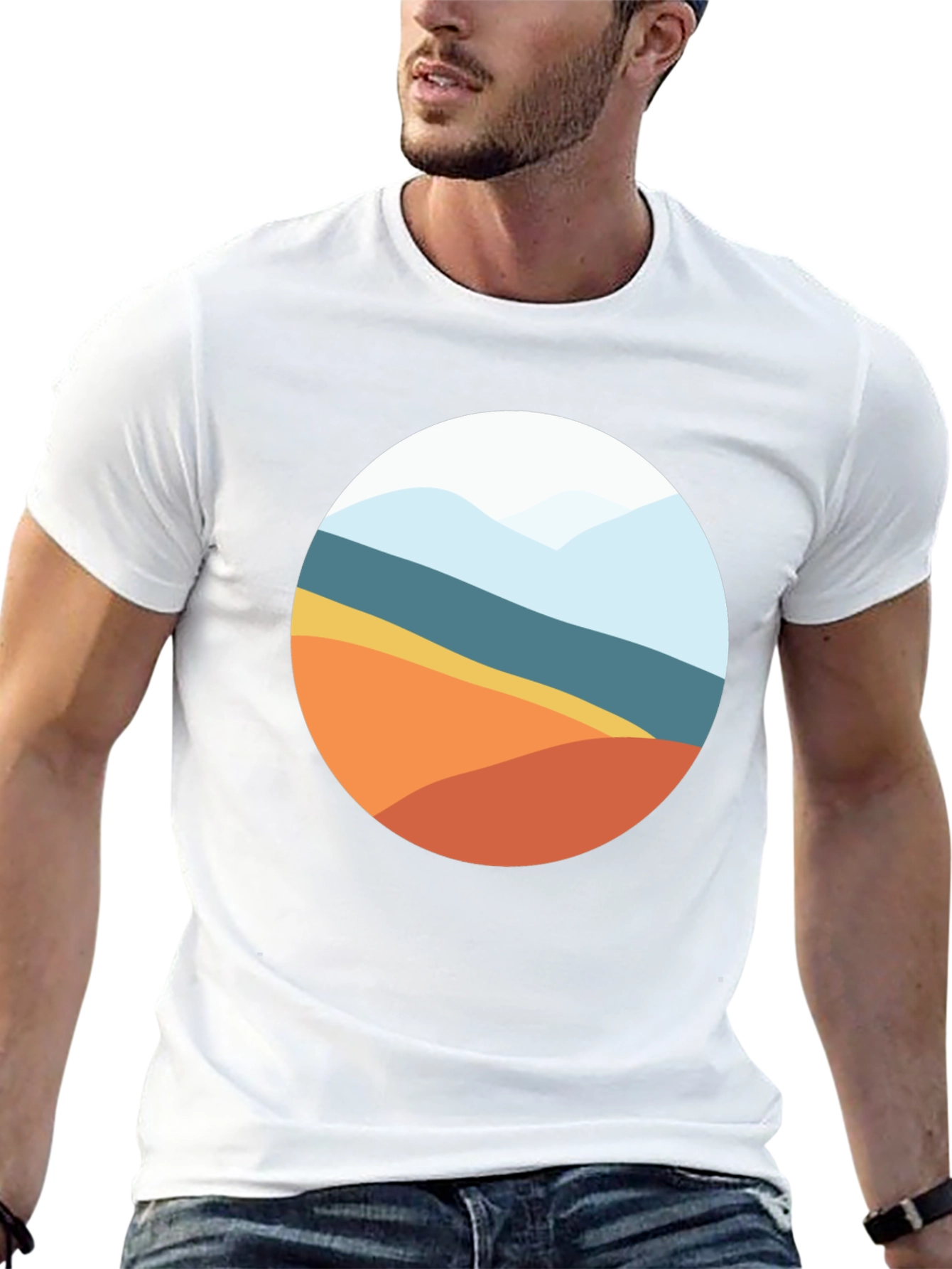 Abstract Landscape Graphic Tee - Modern Casual Shirt