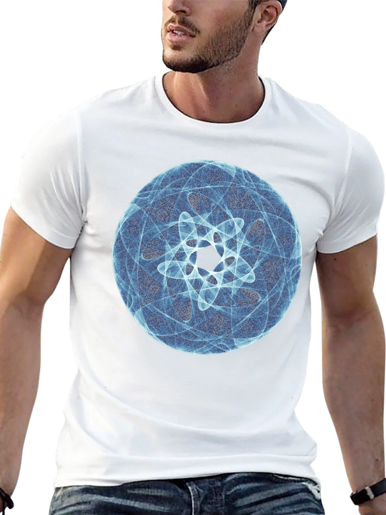 Abstract Blue Graphic Print T-Shirt