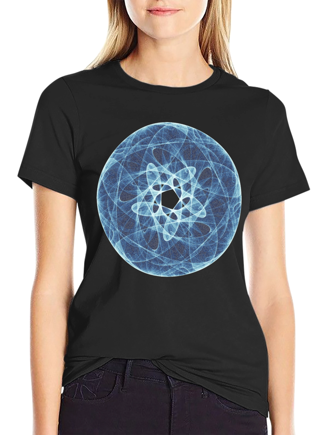 Abstract Blue Graphic Print T-Shirt