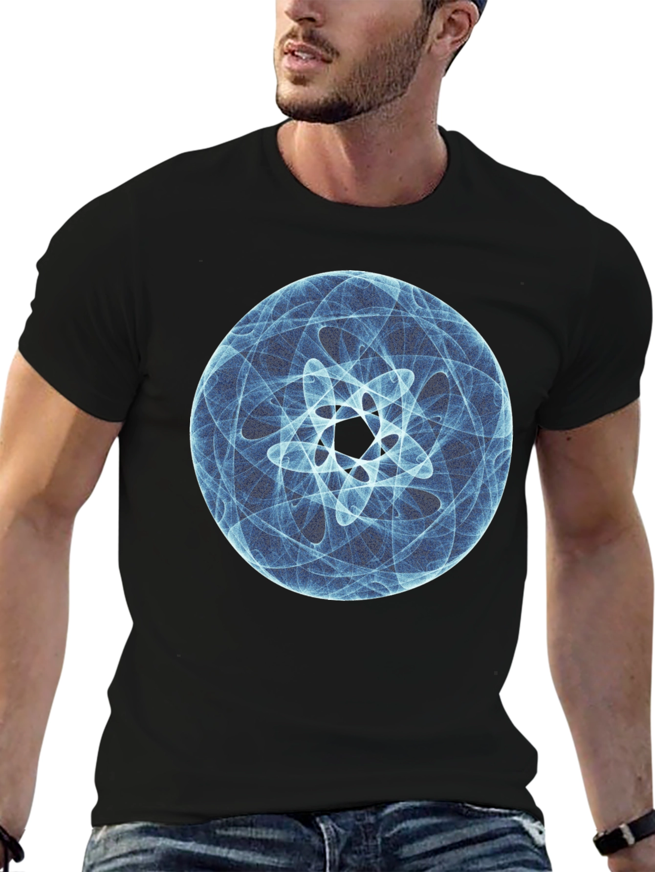 Abstract Blue Graphic Print T-Shirt