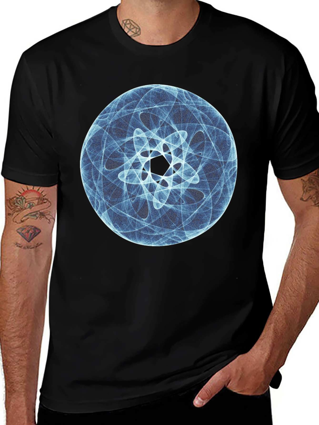 Abstract Blue Graphic Print T-Shirt