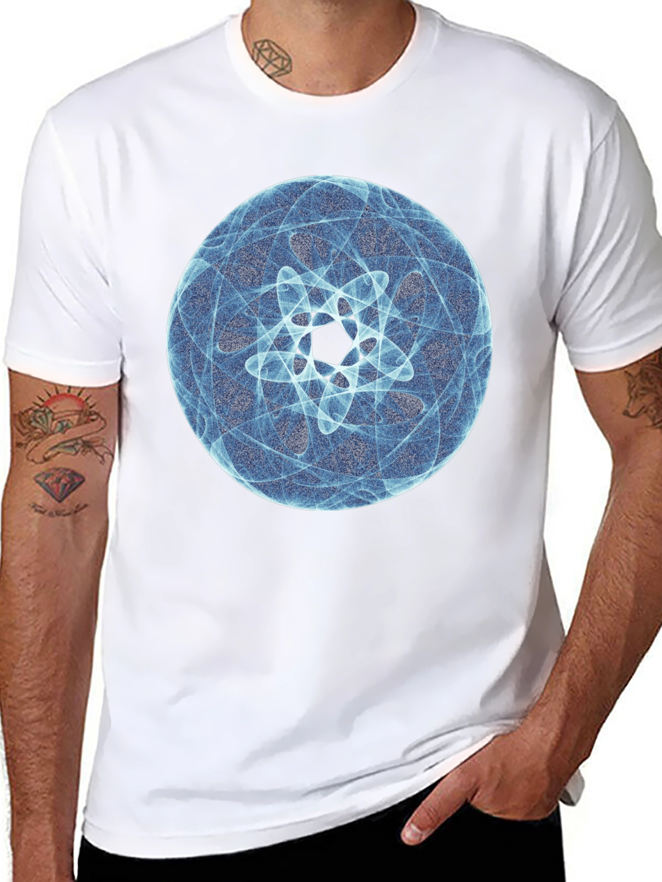 Abstract Blue Graphic Print T-Shirt