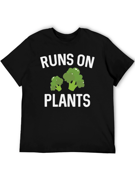 Runs On Plants T-Shirt Vegan Broccoli Graphic Tee