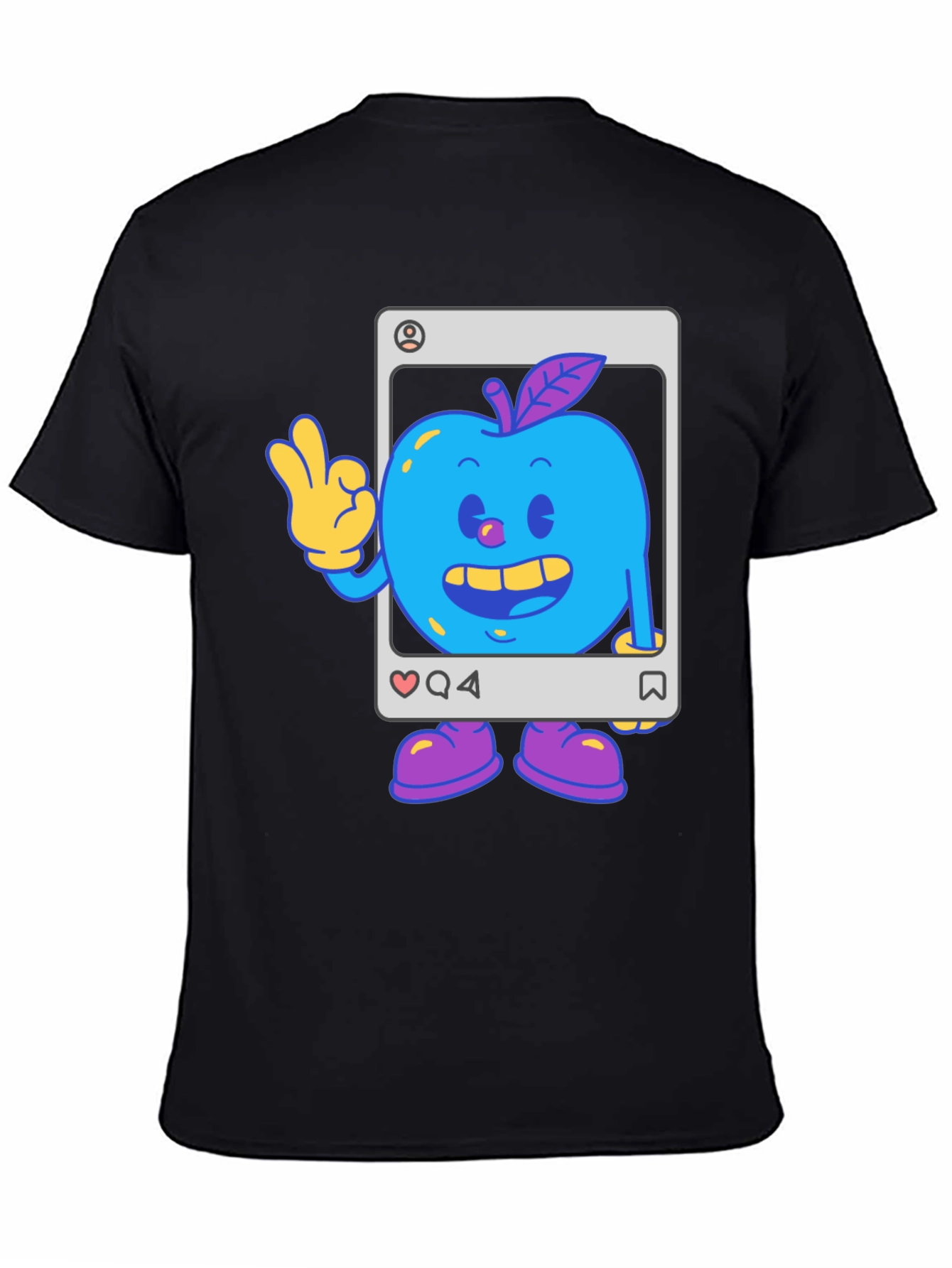 Blue Apple Cartoon Graphic Tee
