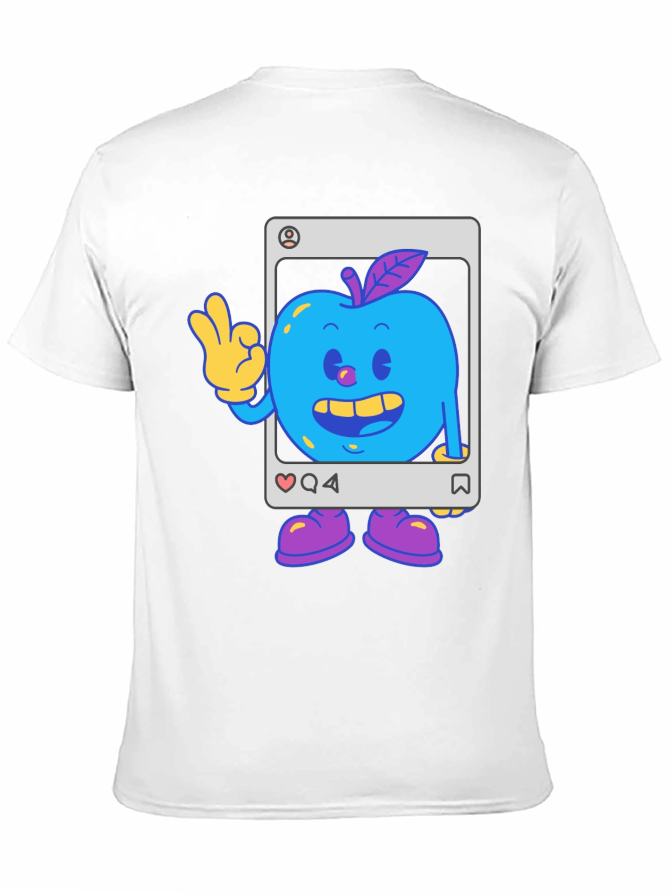 Blue Apple Cartoon Graphic Tee