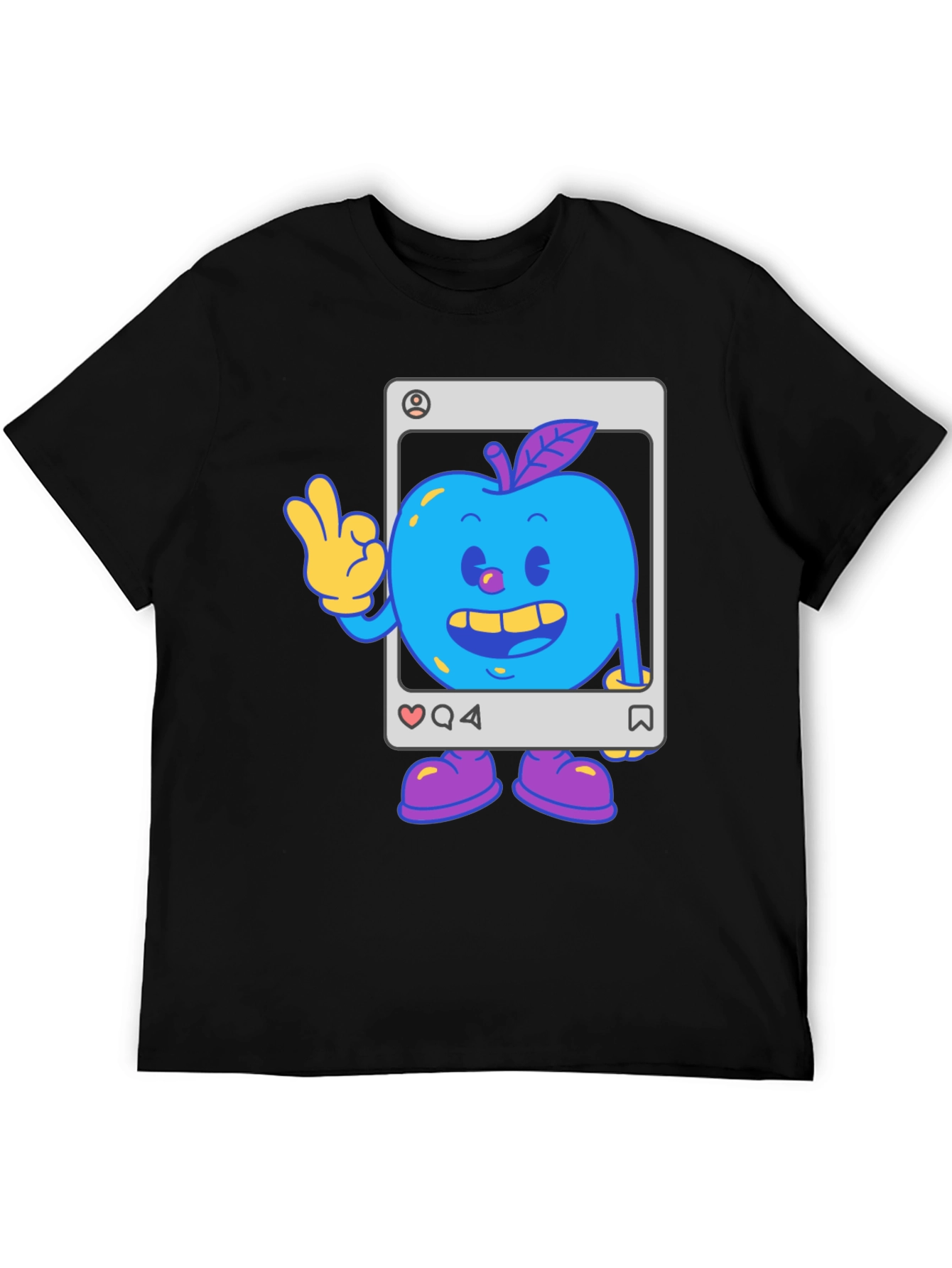 Blue Apple Cartoon Graphic Tee