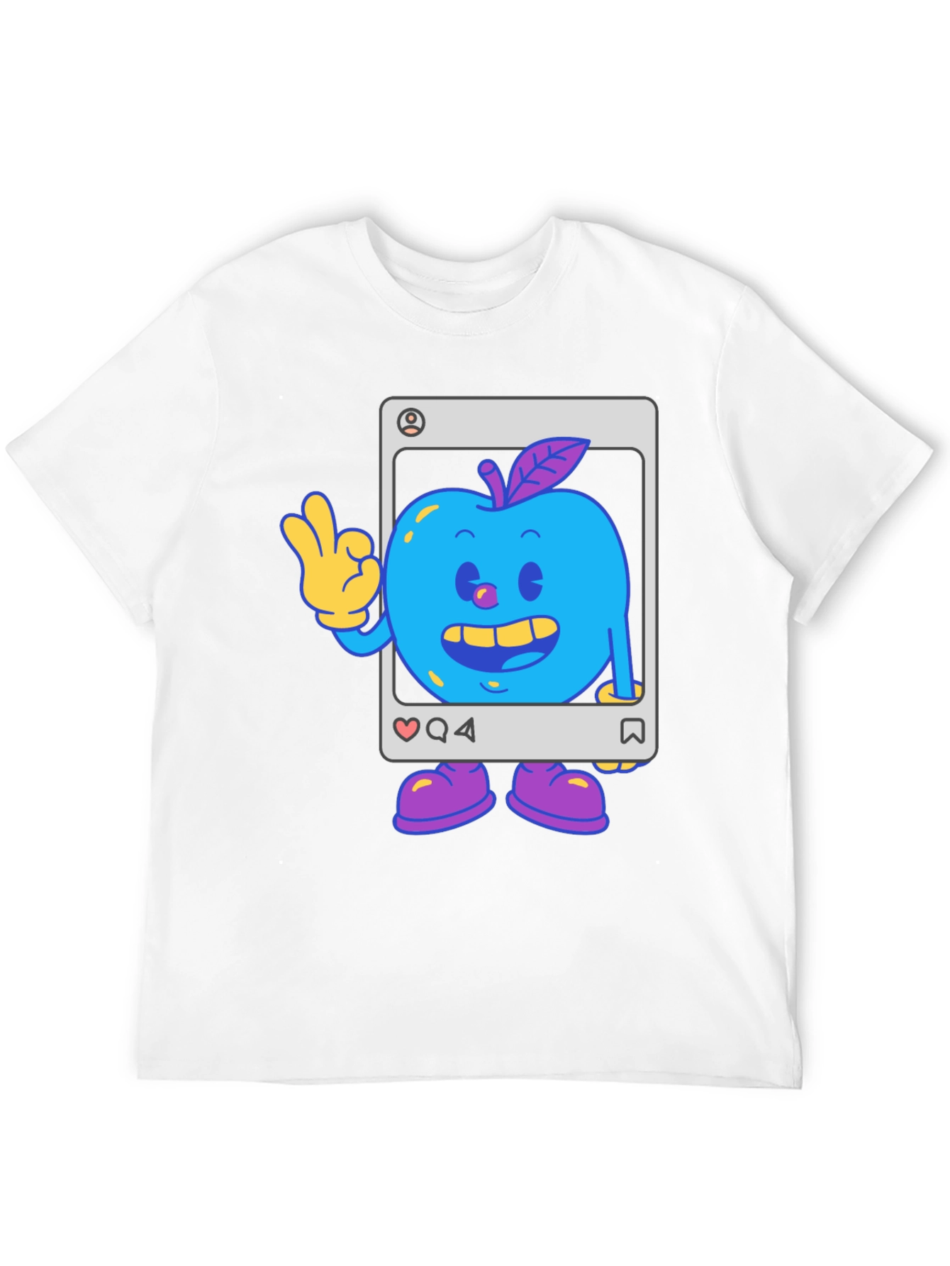 Blue Apple Cartoon Graphic Tee